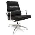 Modern Office Chairs With Black Leather And Brown Seats On Metal Swivel Frames