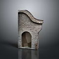 Scenic Isolated Brick Arch Structure With Curved Design And Reflective Ground