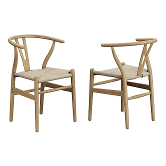 Modern Single Chair Dining Chair Solid Wood Chair 3d model