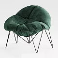 Modern Stylish Green Velvet Accent Chair With Black Metal Legs Frame