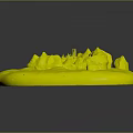 Island Architecture 3D Model With Green Vegetation Blue Water And Small Rocks