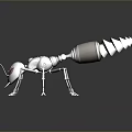 Silver Metallic Mechanical Ant with Mechanical Structure and Brown Abdomen in Dark Background