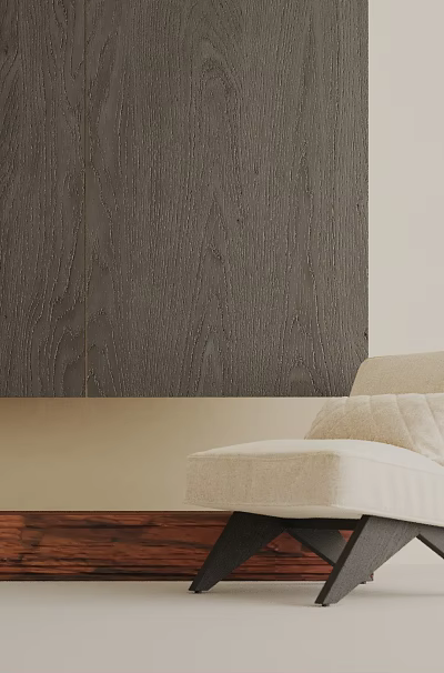 Modern Beige Leisure Chair With Cushions Black Legs And Dark Wooden Wall Floor Lamp Interior 3d model