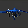 Modern Blue Tactical Submachine Gun With Metallic Finish Black Grip And Yellow Components