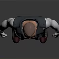 Man 3D Character Model Wearing Black Vest Beige Pants And White Gloves
