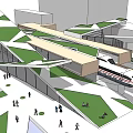 Modern Station Architecture With Green Roof High-Speed Train And Pedestrian Zones