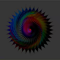 Colorful Floral Spiral Vase with Vibrant Gradient Hues and Petal Edges