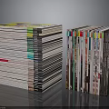 Colorful Book Stacks With Horizontal And Vertical Arrangement On Reflective Surface