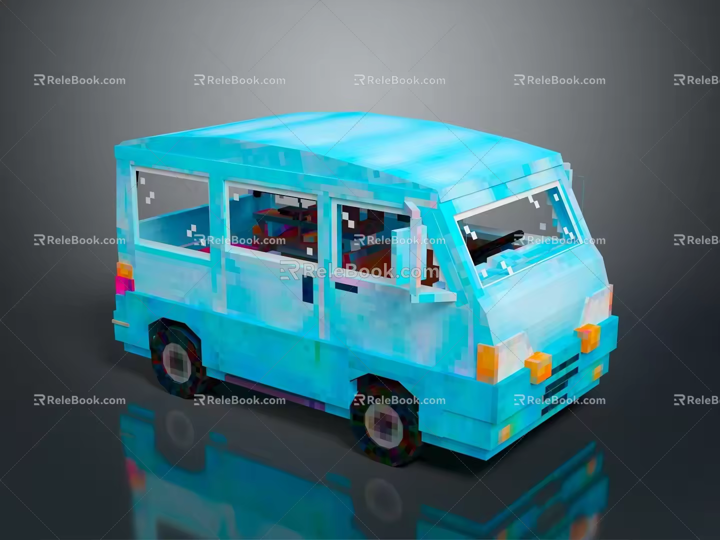 minibus minibus minivan driverless bus bus school bus van box car 3d model
