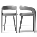 Modern Red And White Bar Stools With Curved Armrests Padded Seats And Metal Legs