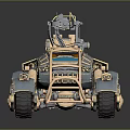 Steampunk Mechanical Vehicle With Metal Structure Cannon And Track Design