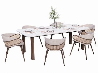 Italian Dining Table and Chair 3d model