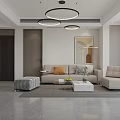 Modern Living And Dining Room Interior With Sofa Coffee Table And Floor To Ceiling Windows