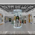 Modern Clothing Store Interior With Displayed Clothes Orange Doors Checkout Counter And Display Racks