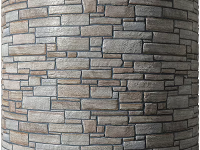 Natural Stone Wall Components With Textured Surface And Varied Brick Patterns 3d model