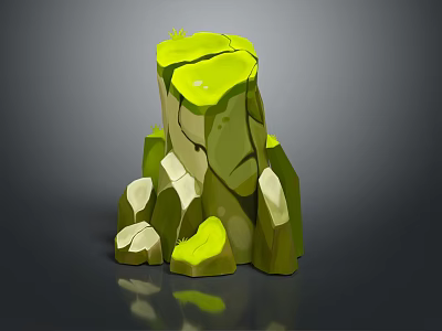 Garden Landscape Design Featuring Natural Green Rock Formation And Small Stones 3d model