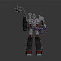 Mechanical Robot Character Holding Spiked Mace With Metallic Armor And Red Feet