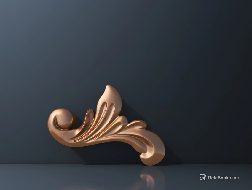 Golden Carved Ornate Decoration With Scroll Leaf Pattern For Decorative Use 3d model 