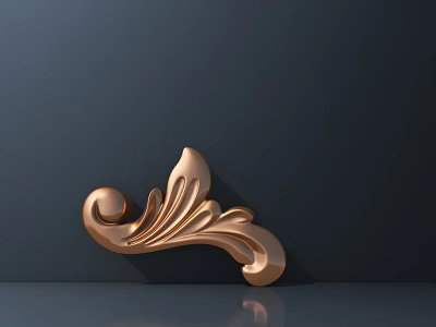 Golden Carved Ornate Decoration With Scroll Leaf Pattern For Decorative Use 3d model