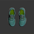 Turquoise Running Shoes With Mesh Upper Yellow Laces And White Sole