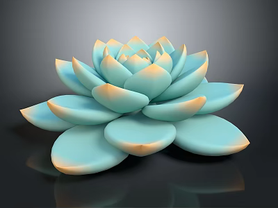 Beautiful Blue Green Succulent with Soft Petals and Orange Edges on Black Background 3d model