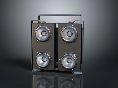 Portable Speaker System With Four Circular Drivers Black Frame And Top Handle 3d model