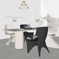 Modern Dining Table Set With White Black Chairs And Pendant Light In Bright Room