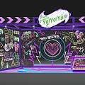 Vibrant Neon Themed Booth With YaYaYo Signage CrossFire Elements And Colorful Decorations