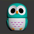 Turquoise Owl Plush Toy with Big Black Eyes Orange Beak and Pink Chest Patterns