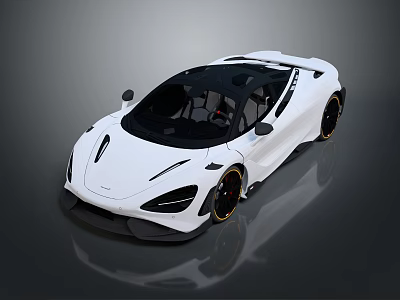 White Sports Car With Sleek Modern Design Black Roof And Black Wheels 3d model