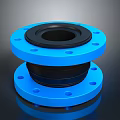 Blue Flange Industrial Rubber Joint Connecting Component with Multiple Bolt Holes 3d model