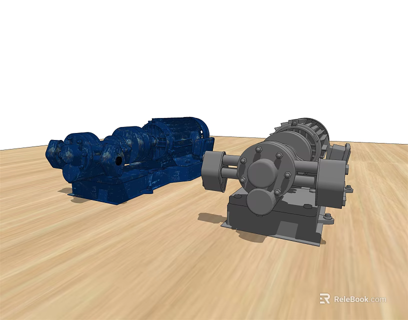 Industrial Equipment Mechanical Pumps in Blue and Gray with Rotary Components and Stable Base 3d model 