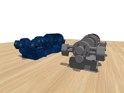 Industrial Equipment Mechanical Pumps in Blue and Gray with Rotary Components and Stable Base 3d model
