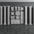 Various Types of Roman Columns Featuring Decorative Capitals Carved Reliefs and Ornaments