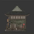 Traditional Chinese Architecture with Classic Tiled Roof Wooden Porch Red Lanterns and Stone Steps