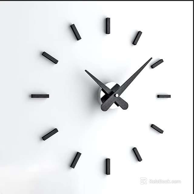Minimalist Wall Clock With Black Hands And Hour Markers On White Background 3d model 