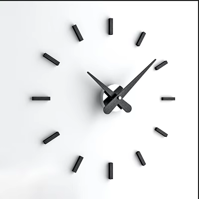 Minimalist Wall Clock With Black Hands And Hour Markers On White Background 3d model