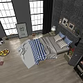 Modern Black Wardrobe With Slatted Doors Hanging Clothes Storage Baskets And Drawers