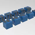 Blue Cube Shaped Industrial Equipment Multiple Units Arranged in Row 3d model