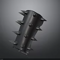 Black Spiked Gauntlet Weapon With Metal Spikes And Rivets On Leather Base