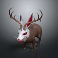 Unique Animal Wall Decor with Antlers Rabbit Ears and Red Eyes for Home Interior