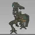 Smart Machine Featuring Multi Legged Mechanical Structure Green Exterior Yellow Stripes And Robotic Arm 3d model