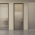 Modern Swing Doors With Different Glass Patterns And Black White Frames 3d model