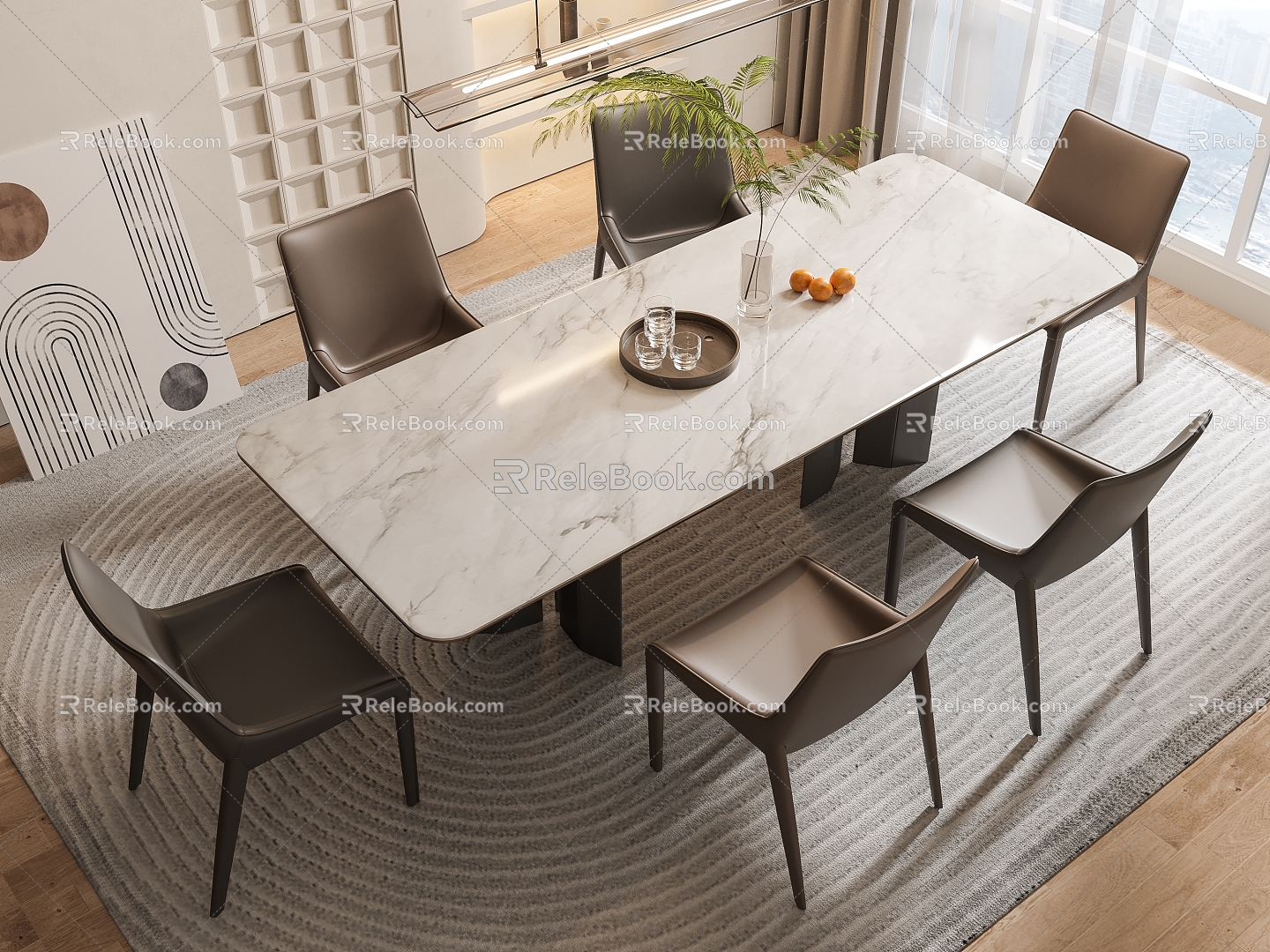 Modern Dining Table Chair Combination Dining Table Chair 3d model