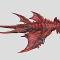 Red Spiked Monster Creature With Sharp Textured Body And Extended Limbs 3d model