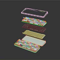 Modular Computer Keyboard With Transparent Case Split White Orange Design Layers