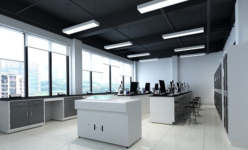 The second floor instrument room of modern laboratory 3d model