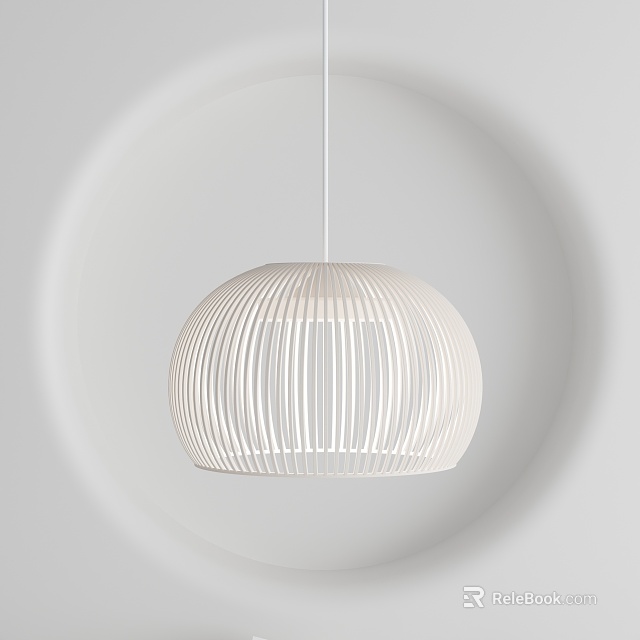 Modern White Spherical Pendant Light with Ribbed Design for Contemporary Interior Spaces 3d model 