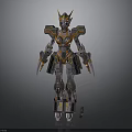 Futuristic Robot Character Design With Golden Orange Armor And Mechanical Structure