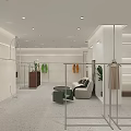 Modern Shopping Mall Store Interior With Bright Space White Walls Recessed Lighting And Display Racks